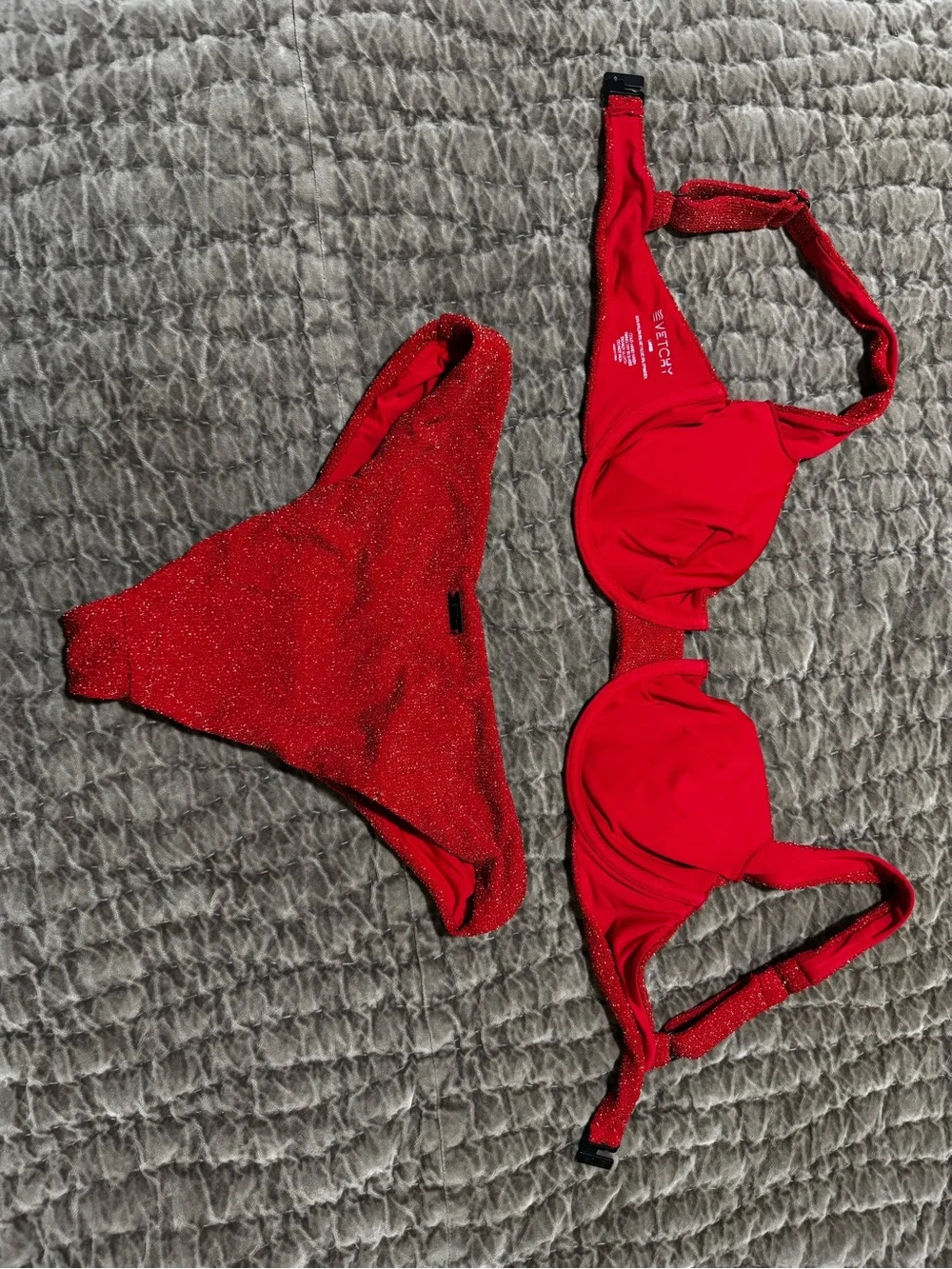 Vetchy Red Sparkle Bikini Set - Shimmery Two-Piece